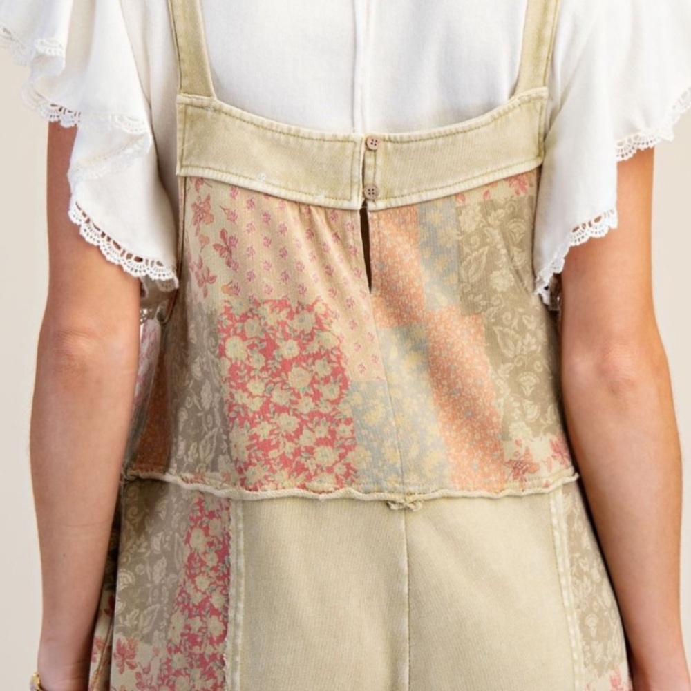Boho Patchwork Wide-Leg Overalls - Picture 4 of 5